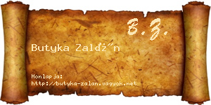 Butyka Zalán névjegykártya